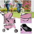 thumbnail image 4 of BestPet Nouvelle Poussette pour Animaux Cage pour Chat et Chien Poussette à 3 Roues Transport Pliant de Voyage T13, Pink, 4 of 7