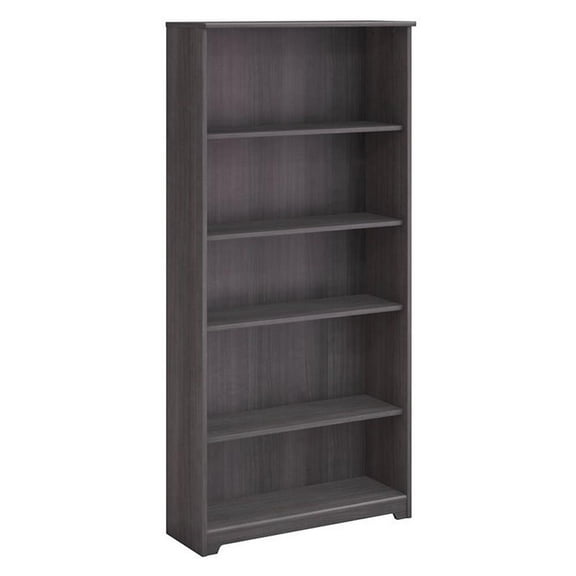 Bowery Hill Transitional 5 Shelf Tall Bookcase in Heather Gray - Engineered Wood