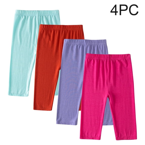 Amidoa Girls Capri Leggings Stretch Athletic Cropped Pants Casual Basic Soft Pants Multicolor 10 Years
