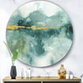 thumbnail image 3 of Designart 'Blue Watercolor Impression with Gold' Glam Metal Circle Wall Art, 3 of 3