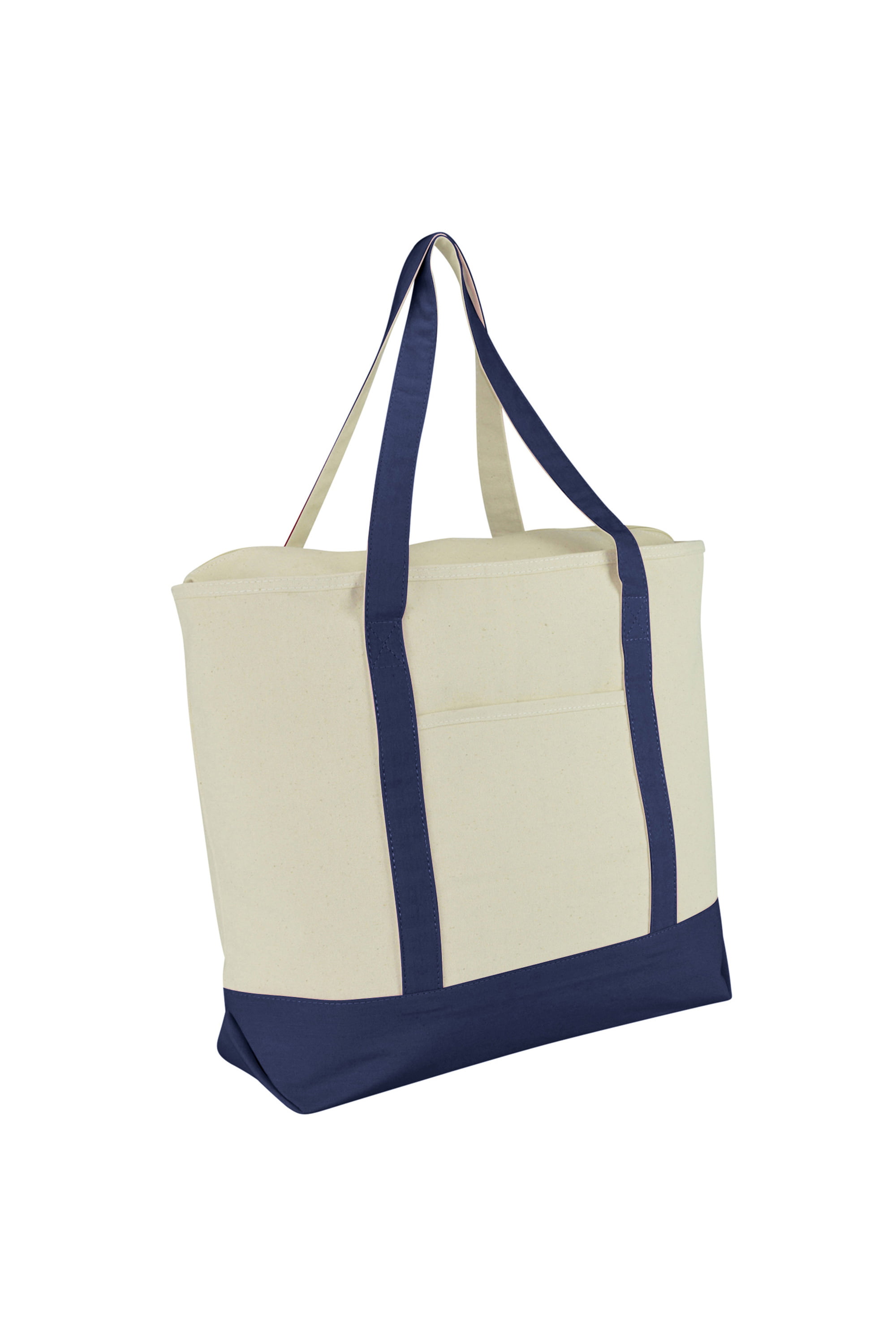Large Deluxe Natural Cotton Canvas Reusable Zippered Grocery Shopping Totes Bag 