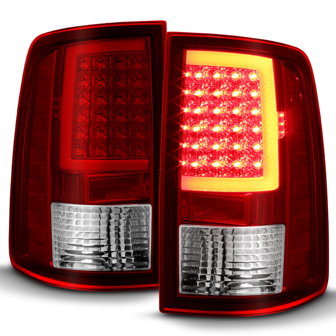 Fit 0918 Dodge Ram 1500 20102019 2500/3500 Red Clear LED Tube Tail