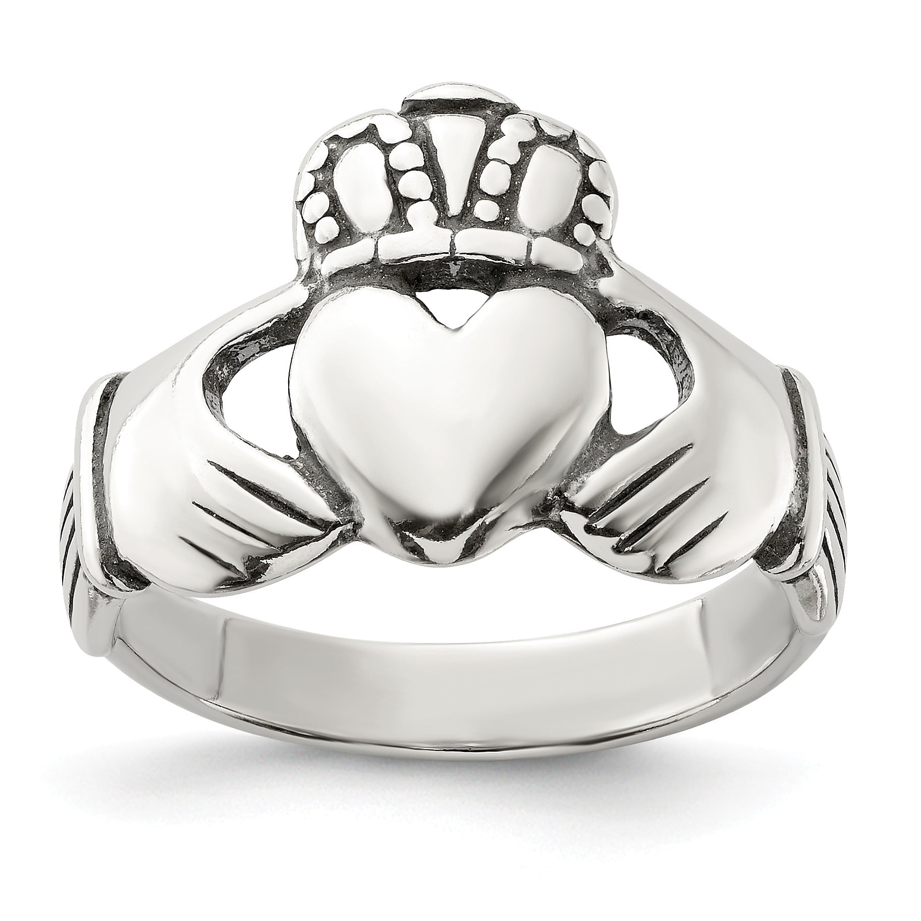 Size 8 Bonyak Jewelry Sterling Silver Antiqued Claddagh Ring