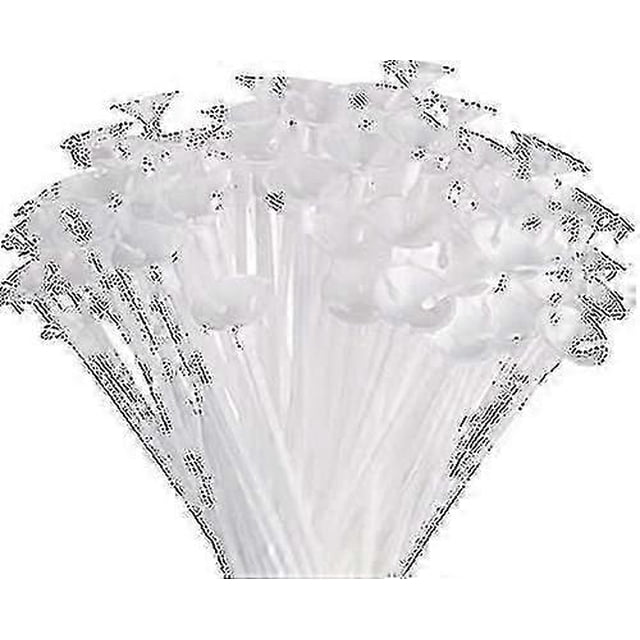 100 Pcs Thickened Plastic Balloon Stick Holders with Cups for Party Decorations, Milk-White Durable Support