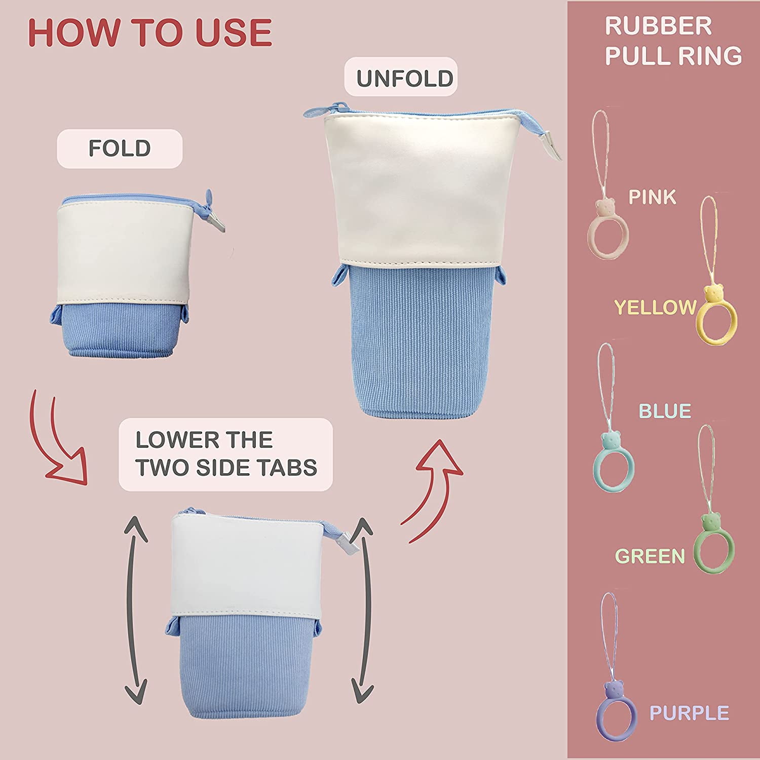 Pop Up Pencil Case Stand Up Pen HolderCorduroy Pencil Box Makeup