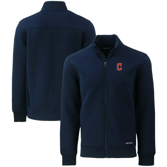 Men's Cutter & Buck  Navy Cleveland Guardians Roam Eco Recycled Full-Zip Jacket