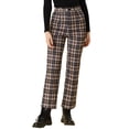 thumbnail image 1 of Pantalones de Tobillo Allegra K A Cuadros Para Mujer Pantalones de Trabajo Casual Amarillo L, 1 of 6