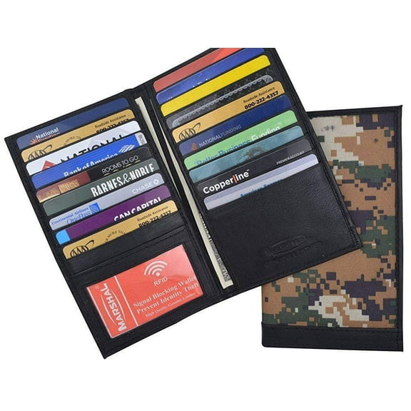 Camouflage Mens RFID Blocking Deluxe Credit Card Case Camo Wallet Leather Secretary