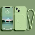 thumbnail image 1 of Liquid Silicone Case For iPhone 15 11 13 12 14 Pro Max XR Xs Plus Phone Magnetic Wireless Charging For Magsafe Cover Light Green iphone 11, 1 of 6