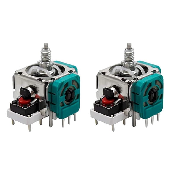 Elite Series 2 Thumbstick Replacement 2-Pack with 3D Analog Sensor Modules, Silver & Green, Plastic Metal