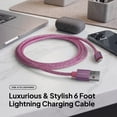 thumbnail image 3 of Powertek USB-A to Lightning Cable, Fast Charging iPhone Charger Cord, Durable Tangle-Resistant Sync Cable, Pink Glitter, 6FT, 3 of 6