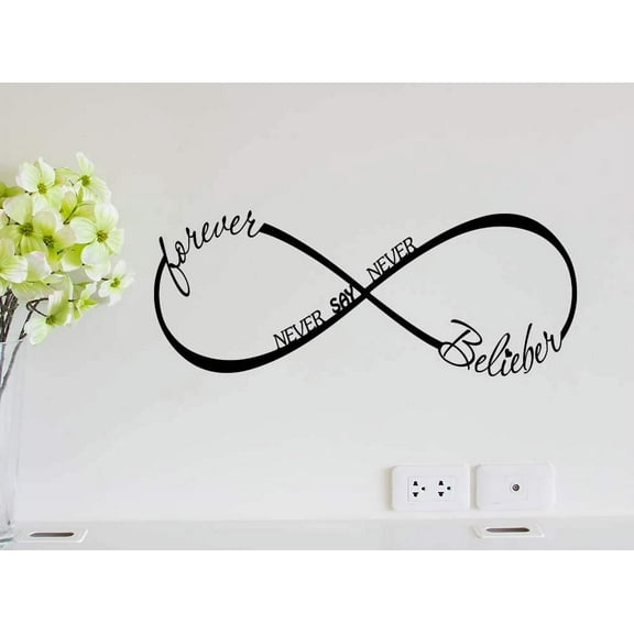 #2 Forever Belieber Never say never Infiniti 2 Vinyl wall art decal quote music Boy band Bieber inspired entry Sticker Corinthians Calligraphy Art Decor Motivational Inspirational Decorative lettering