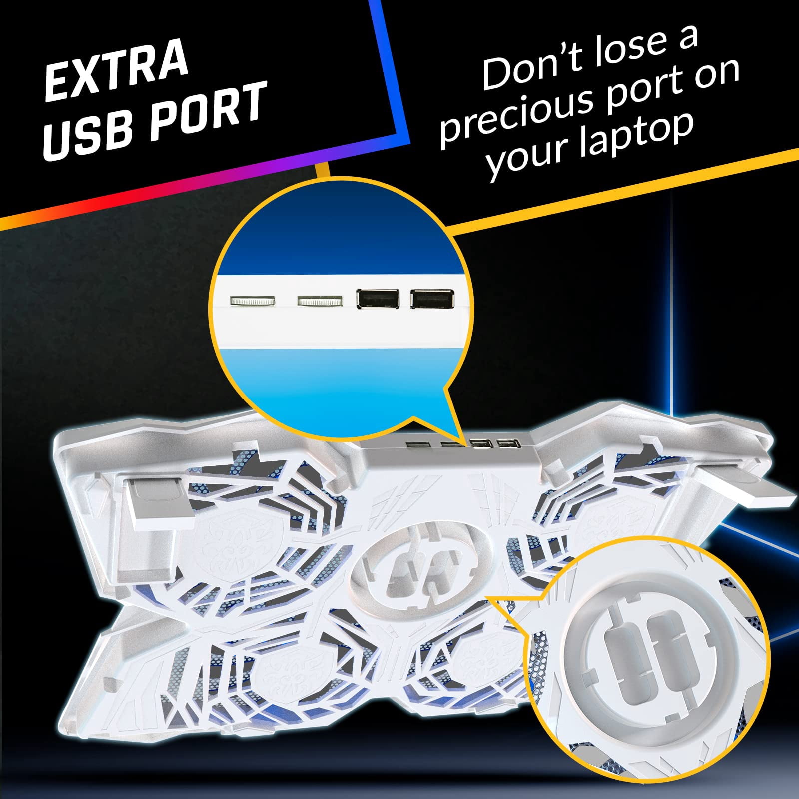 Wind Laptop Pad - More Than 500 000 Units Sold The Rapid Action Fan Stand With 4 Fans At 1200 Rpm Usb Ps5 Ps4 Full White