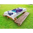 thumbnail image 1 of Whale Outdoor Tablecloth, Navy Sea Theme Cartoon Big Fish with Others in Ocean Swimming Image Art, Decorative Washable Fabric Picnic Tablecloth, 58 X 104 Inches, Purple Turquoise White, by Ambesonne, 1 of 2