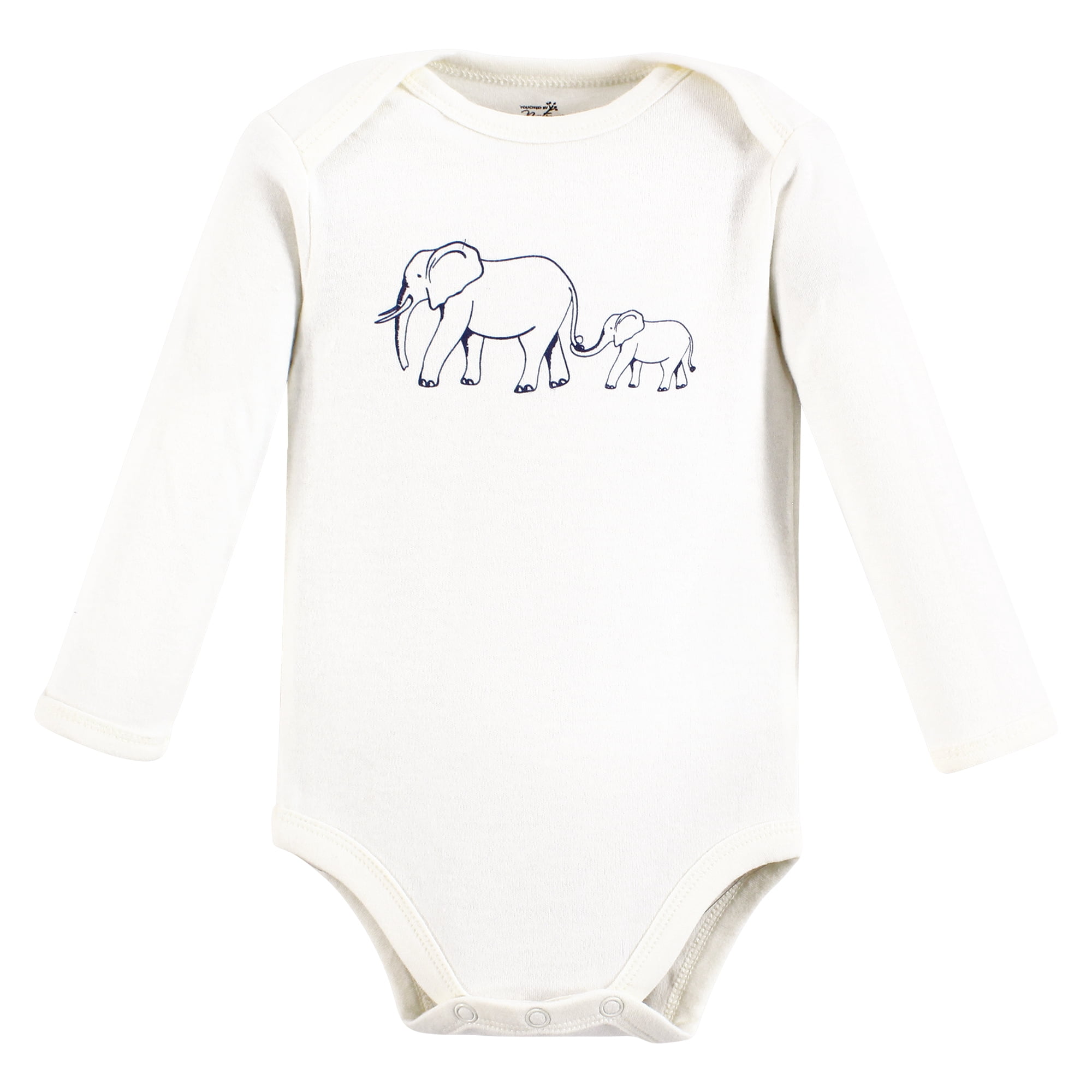 Touched by Nature Unisex Baby Organic Cotton Long-Sleeve Bodysuits, Blue Peanut, 18-24 Months
