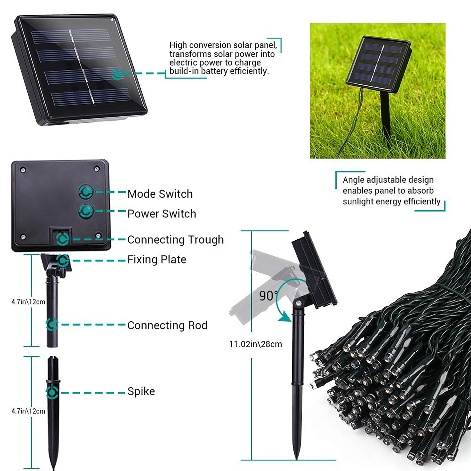 Toodour 144ft 400 LED Solar Christmas String Lights Pack of 2 photo 7