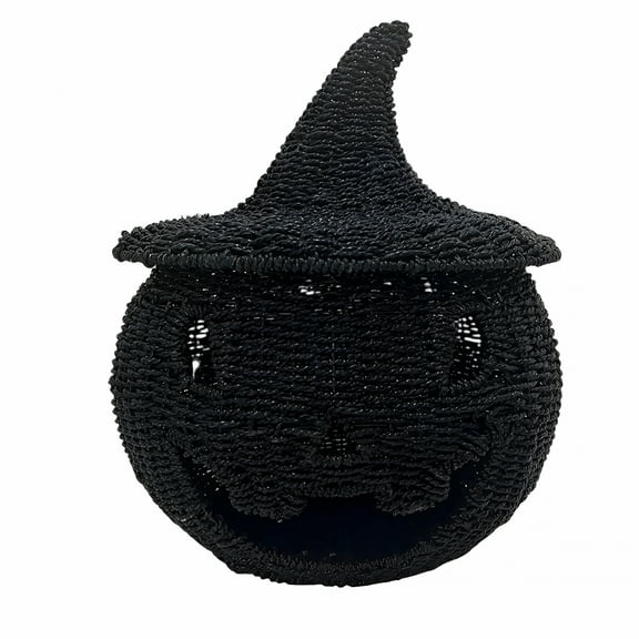 LAMIRO Seagrass & Metal Pumpkin, Halloween Decoration Indoor & Outdoor, Halloween Home Decor Must-Have Piece(1 Pack)