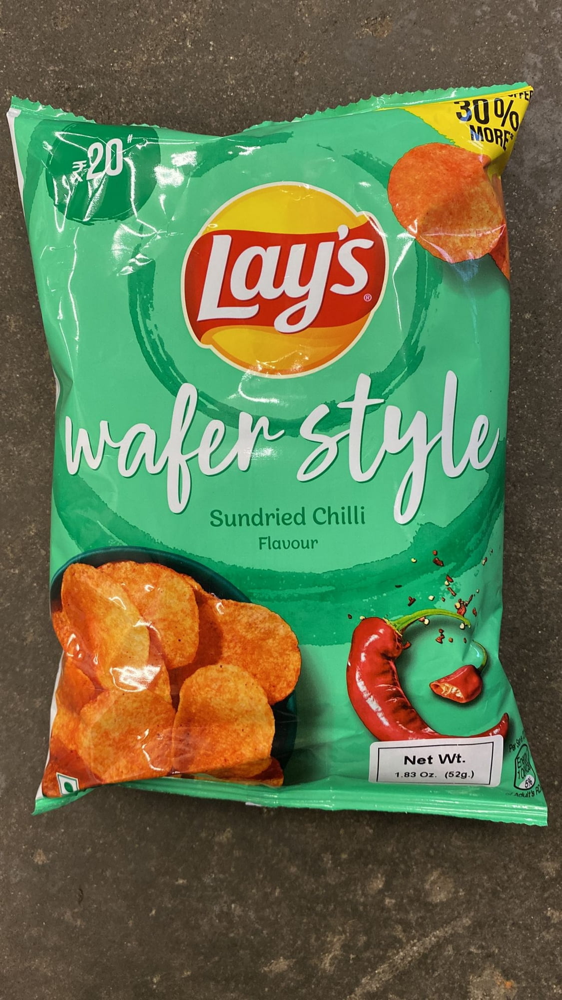 Lay's Wafer Style Potato Chips Sundried Chilli, 52g (Pack of 6