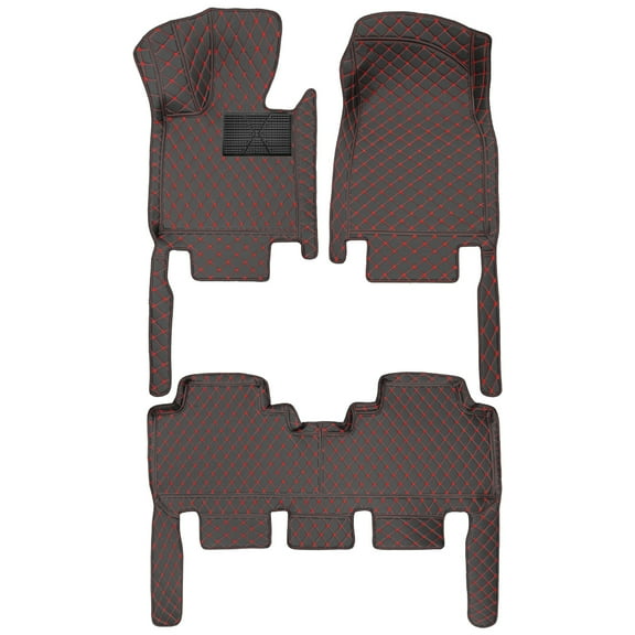 Tuqiang Car Floor Mats for RC for Nissan for 350Z 2003-2007 PU Leather Floor Liner Waterproof Anti-Skid Luxury Leather Full Coverage Liner Front & Rear Mat/Set 3Pcs Black Red