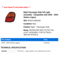 thumbnail image 2 of Right Passenger Side Tail Light Assembly - Compatible with 2000 - 2004 Subaru Legacy 2001 2002 2003, 2 of 2