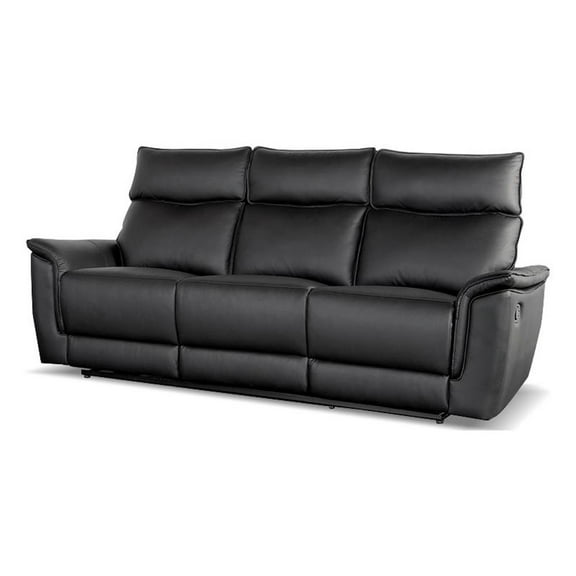 Furniture of America Telimate Leather Padded Reclining Sofa in Black
