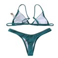 thumbnail image 3 of OUSITAID Ensembles de Bikini d'Été Femmes Soutien-Gorge Sans Manches Côtelé Couleur Unie String Taille Basse, 3 of 4