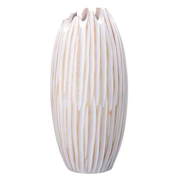 Tall Round Tulip Vase in White Finish
