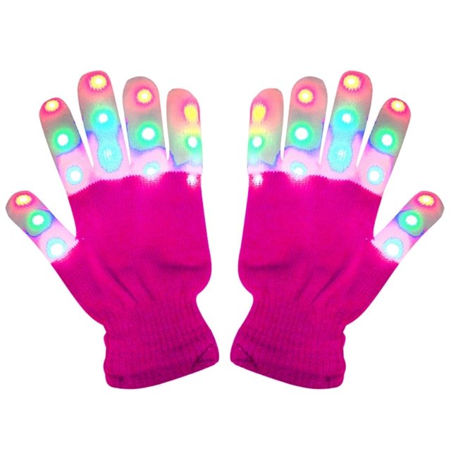 HAOAN Kids Light Up Gloves Pink 2 Pack