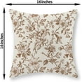 thumbnail image 6 of Brown Floral Pillow Covers 16x16 Set of 2 Brown and Cream Chinoiserie Floral Decorative Throw Pillows Vintage Rustic Toile Flower Pillowcase Outdoor Decor Linen Cushion Covers for Couch Sofa, 6 of 7
