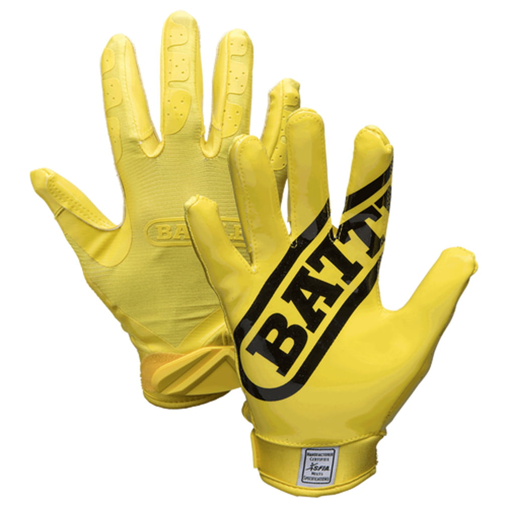 Battle Sports Science Youth DoubleThreat Football Gloves Yellow/Yellow 
