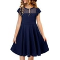 thumbnail image 4 of KISSMODA Girls Dress Casual Round Neck A Line Ruffle Sleeve Knee Length Dresses 4-13 Years, 4 of 4