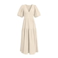 thumbnail image 4 of Iyufng Long Summer Puff Sleeves Dresses for Women V-Neck with Fitted Waist and Back Zipper, 4 of 7