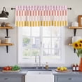thumbnail image 4 of Colorful Stripe Valances for Windows, Modern Pink Red Yellow Vertical Striped Light Filtering Kitchen Curtains, Rod Pocket Window Valance Curtains for Living Room Bedroom, 42" W x 12" L, 2 Panels, 4 of 9