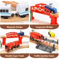 thumbnail image 3 of Juego de tren eléctrico de madera para niños pequeños, de juguete HOLYFUN, 88 unidades, con oruga, 3 of 7