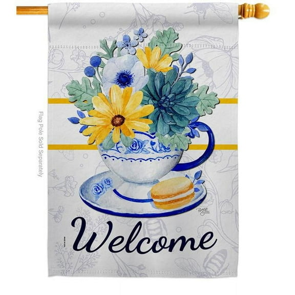 Breeze Decor H104114-BO Afternoon Tea Bouquet Floral Double-Sided Garden Decorative House Flag, Multi Color