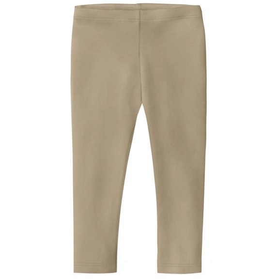 Made in USA Girls Soft 100% Cotton Capri Leggings | Dark Khaki