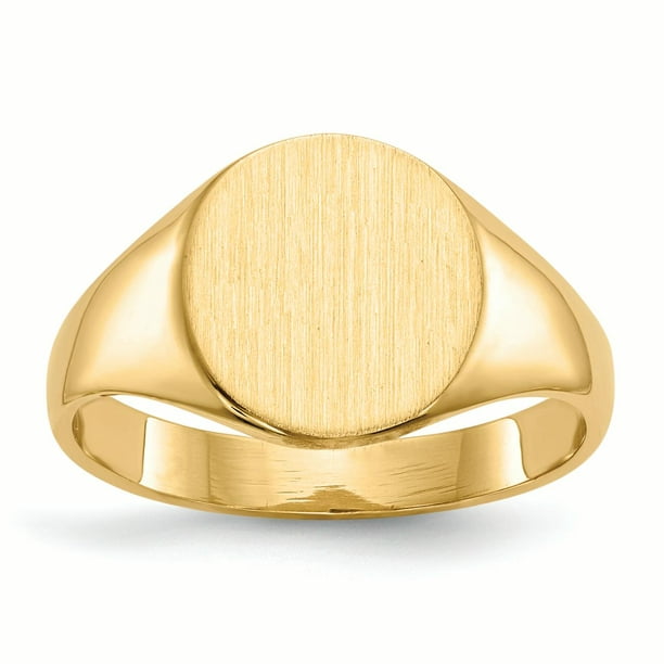 Ring Women Signet - 14K Yellow Gold 10 MM Round Engravable Signet Ring ...