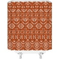thumbnail image 3 of Boho Geometric Shower Curtain Orange Modern Farmhouse Tribal Retro Western Aztec Abstract Mid Century Art Fabric Bathroom Curtains Decor Set with Hook(70" WX70 H), 3 of 4