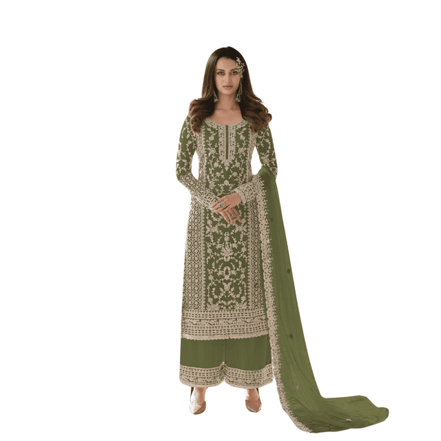 Nouvelle Tenue de Fête de Designer Kurta Palazzo Dupatta Ensemble Salwar Pakistanais Costume Robe