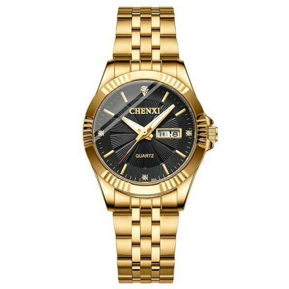 Chenxi Fashion Golden Mens Womens Watches Classic Stainless Steel Quartz Watch Men Waterproof Luxury Business Wristwatch - Quartz Wristwatches