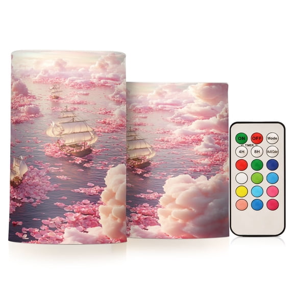 BZSMCE Flameless Candles LED Lights Boat Of Flower Pattern Creativity Battery Candles