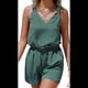thumbnail image 2 of Conjuntos de Verano de 2 Piezas para Mujer, Sin Mangas, Cuello en V, Camisetas Sin Mangas con Nudo y Pantalones Cortos, Conjuntos A Juego, Verde Pavo Real, Talla M, 2 of 9