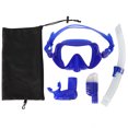 thumbnail image 1 of Gafas y tubo de buceo totalmente secos, juego de tubo de buceo de silicona plegable para adultos, color azul, 1 of 4