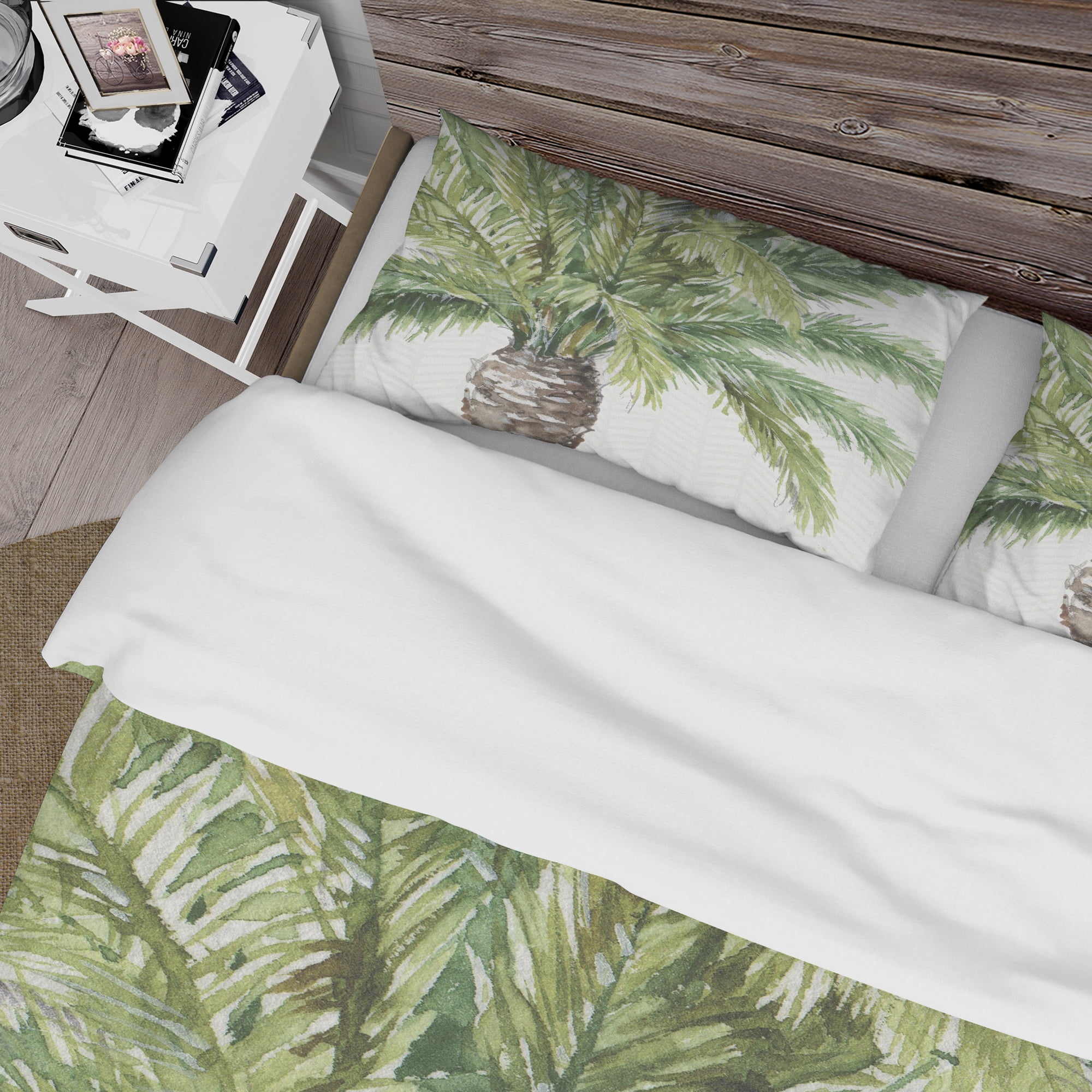 Designart 'Mixed Botanical Greens palms V' Cottage Duvet Cover Set