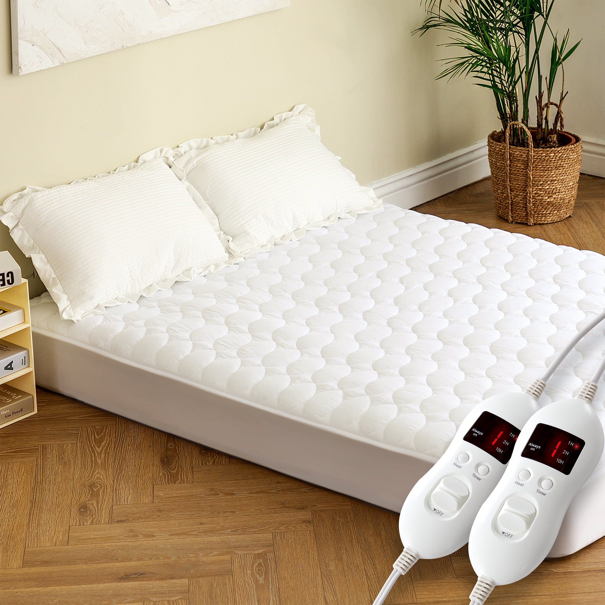 SERWALL Washable Electric Heated Mattress Pad Cal King Dual Heating Zone  Safe Auto Shut off, White - Walmart.com