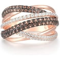thumbnail image 2 of Dazzlingdaimonds Jewels 2.00 Ct Round Cut Brown & White Diamond Engagement Wedding Promise Crisscross Band Ring 14K Rose Gold Plated 925 Sterling Silver For Women's -8, 2 of 3