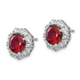 thumbnail image 2 of Cheryl M 925 Sterling Silver RH Plated Lab Created Ruby and CZ Post Earrings; for Adults and Teens; for Women and Men, 2 of 3