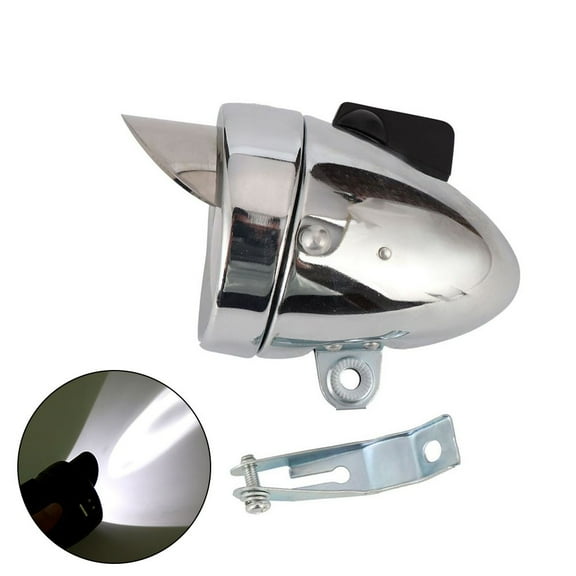 Bright LED Retro Bike Light Vintage Style Headlamp Metal Housing Silver