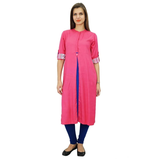 Bimba Tunique pour Femmes Manches 3/4 Kurta Longue Blouse Ethnique Indienne