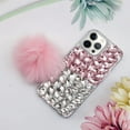 thumbnail image 4 of Compatible with iPhone 15 Pro Max Bling Case Luxury 3D Sparkle Diamond Crystal Rhinestones for Women Girls Glitter Case with Cute Plush Furry Ball Pendant Shockproof Protective Cover, Pink, 4 of 14